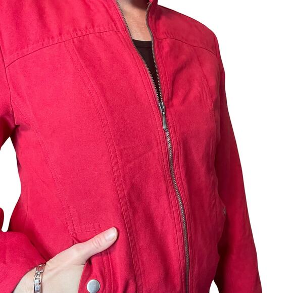 Red Suede Jacket - Vintage Studio Works - Excellent Condition (Women's 8 Petite) - Picture 2 of 8